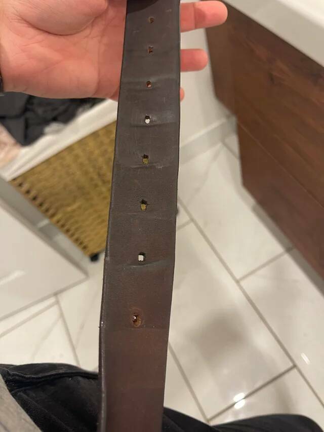 "The only progress photo that matters. This is my nearly 10 year old leather belt that has seen many phases of my life, and many more to come"