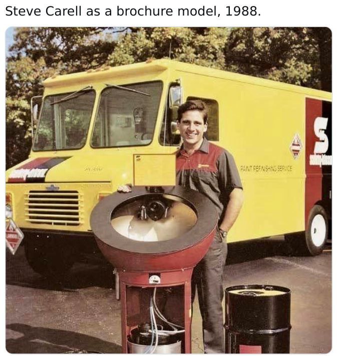 Historical pictures - food truck - Steve Carell as a brochure model, 1988. 1st Simptom
