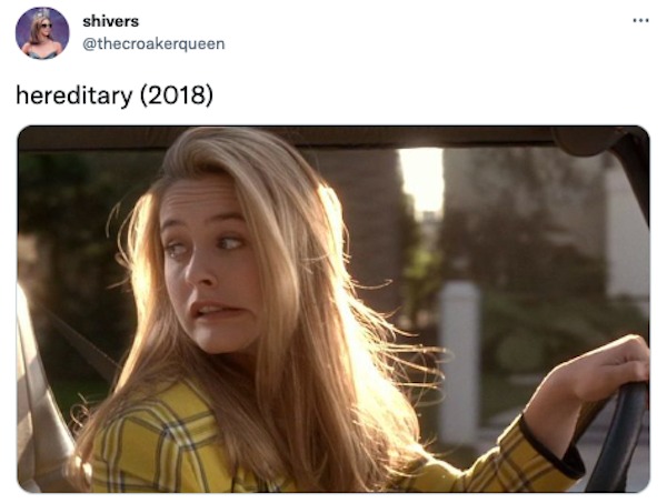 funniest tweets of the week - blond - shivers hereditary 2018