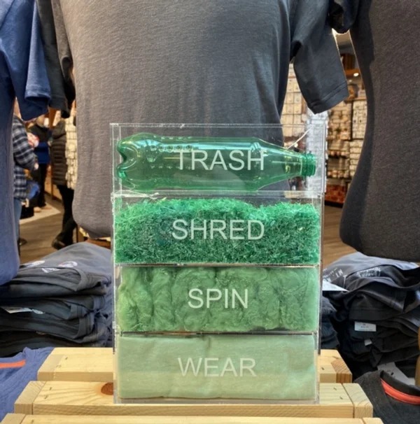 “Shirts made from plastic bottles”