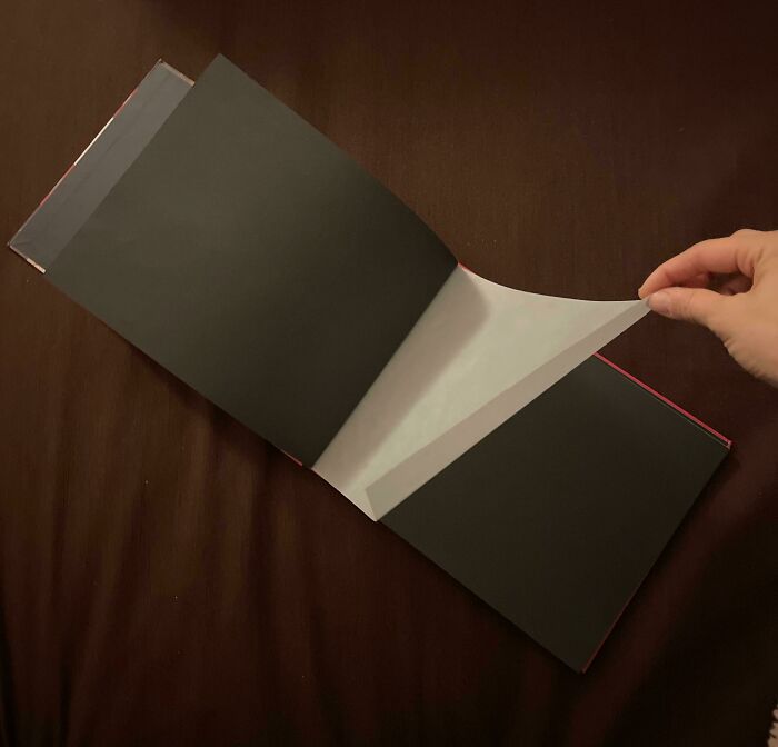 What Is This Thing Used For? A Book With Black Blank Pages Alternating With Thin Translucent Pages.
Answer: Photo-Album. You stick paper photos on the black pages. The transparent pages are for protection.