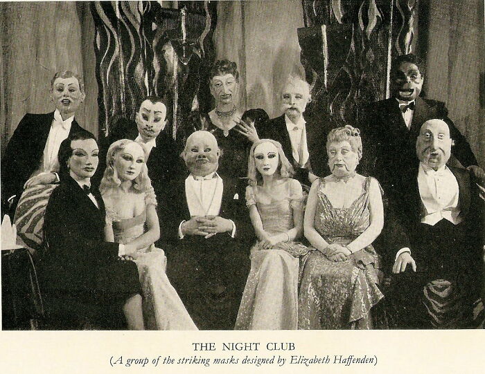 wtf pics from history - vintage clothing - Co The Night Club A group of the striking masks designed by Elizabeth Haffenden