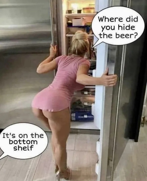 spicey sex memes and pics - girl - It's on the bottom shelf Where did you hide the beer?