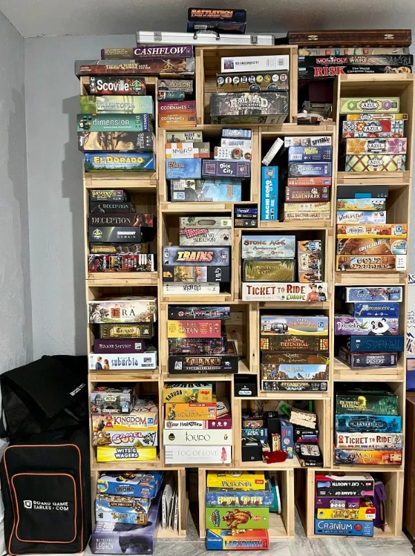 “My brother’s wall of board games.”