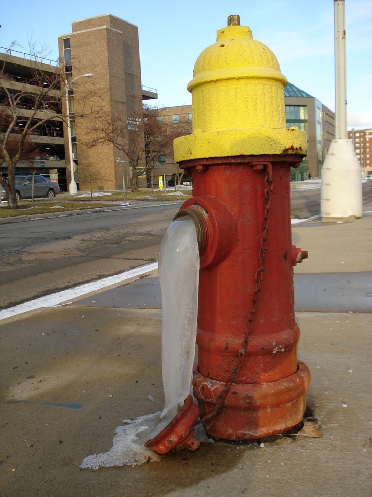 “A frozen Detroit fire hydrant from a few winters ago”