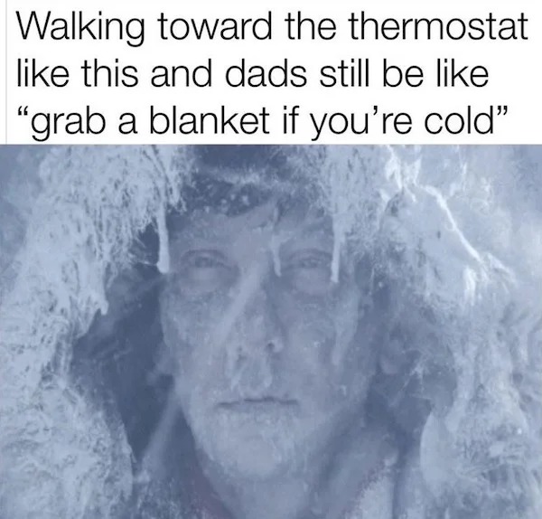 too true memes -  freezing - Walking toward the thermostat this and dads still be "grab a blanket if you're cold"