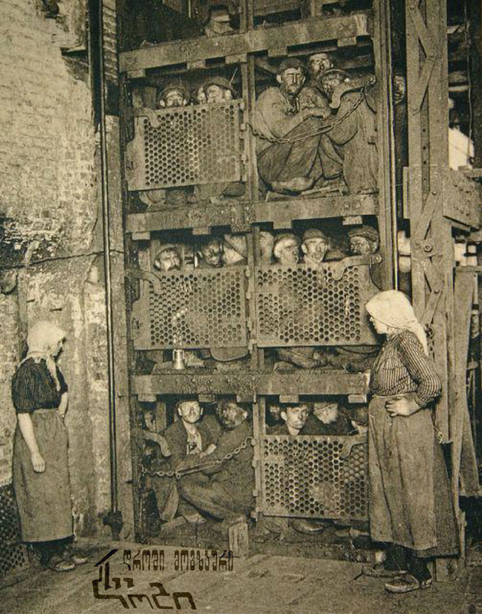 Belgium Coal Miners Coming Up After A Day Of Work, 1900