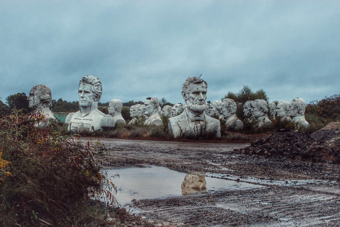 Abandoned Presidents' Heads In A Rural Virginia Field