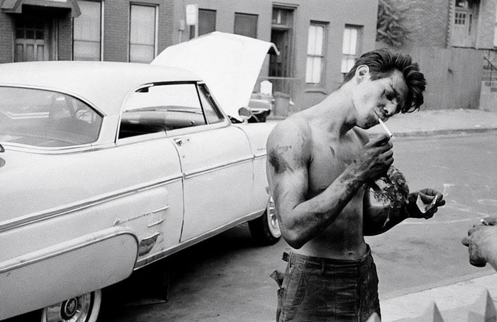 Greaser Takes A Break From Working On His Car, Brooklyn 1950s