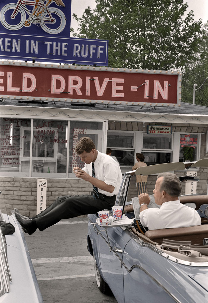 Bobby Kennedy Taking A Lunch Break At The Bluefield Drive-In, 1960
