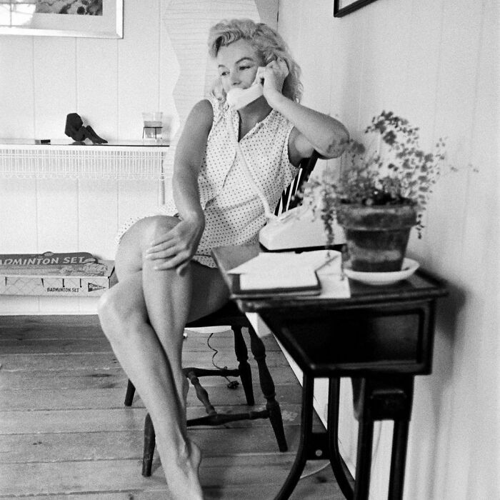 Marilyn Monroe Talking On The Telephone At Her Home In Amagansett, New York, 1957.