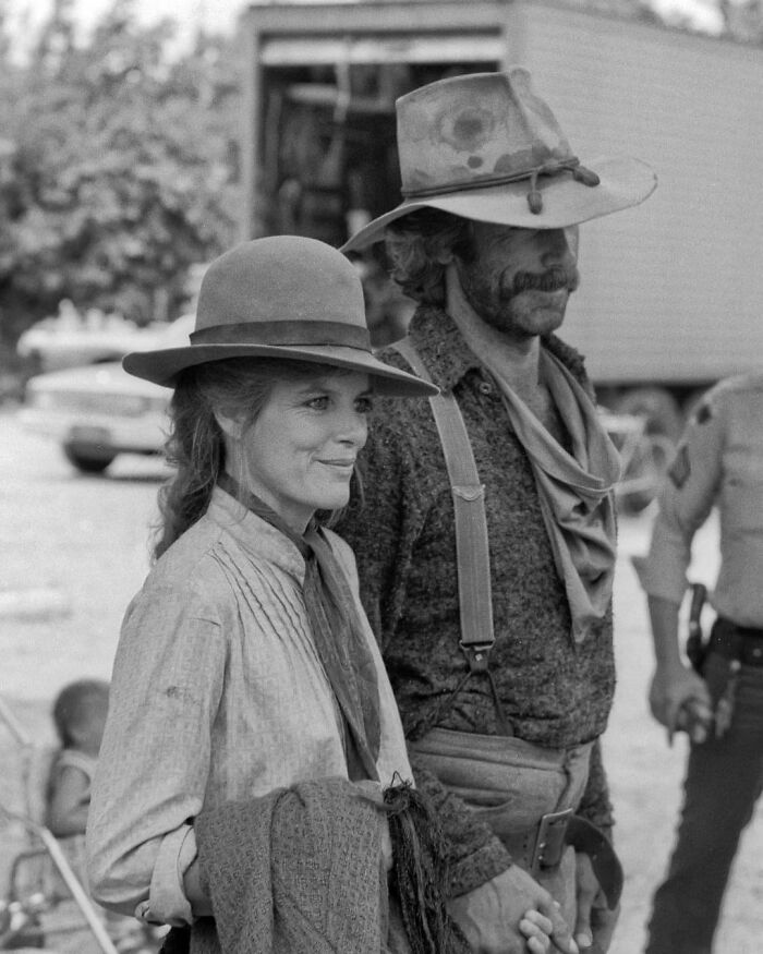 Katharine Ross And Sam Elliott Holding Hands Between Takes In Filming The Shadow Riders, 1982. The Two Actors Have Been Married Since 1984