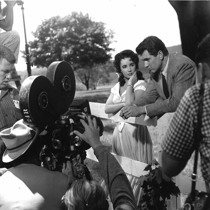 Behind The Scenes With Elizabeth Taylor And Rock Hudson On The Set Of Giant, 1956