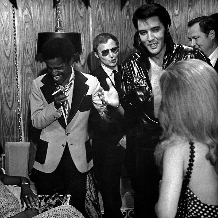 Sammy Davis Jr. Visiting Elvis Presley Backstage At The Showroom International Hotel In Las Vegas, 1970