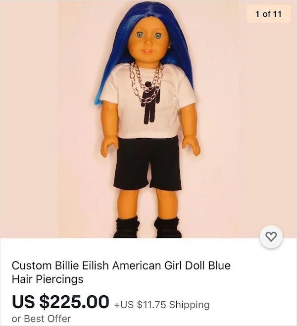 Insane Things That Sold Online - Custom Billie Eilish American Girl Doll Blue Hair Piercings