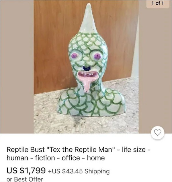 Insane Things That Sold Online - head - Reptile Bust