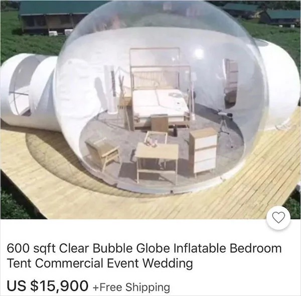 Insane Things That Sold Online - dome tents tent camping inflatable bubble house - 600 sqft Clear Bubble Globe Inflatable Bedroom Tent Commercial Event Wedding Us $15,900 Free Shipping