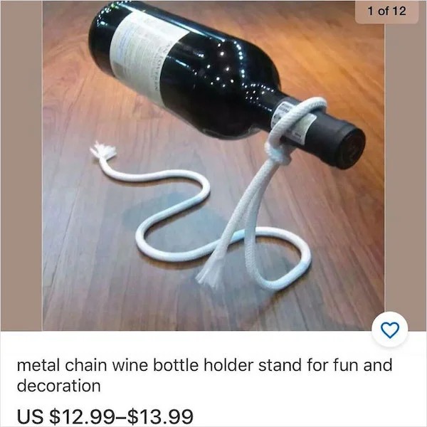 Insane Things That Sold Online - 1 of 12 3 metal chain wine bottle holder stand for fun and decoration Us $12.99$13.99