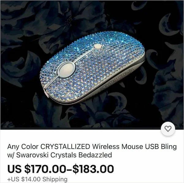 Insane Things That Sold Online - bling bling - Any Color Crystallized Wireless Mouse Usb Bling w Swarovski Crystals Bedazzled