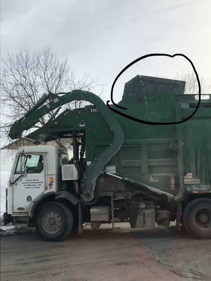 Trash Guy Dropped The Dumpster Into His Truck
