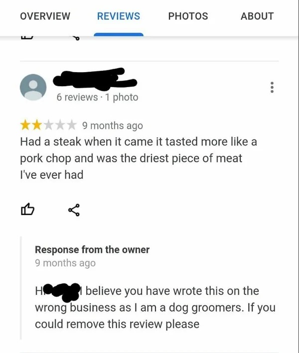 Maybe that's why the steak was bad. 