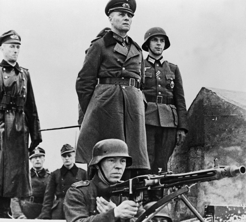 Field Marshal Erwin Rommel inspects Atlantic Wall defenses, early 1944