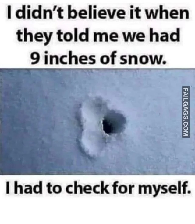 spicy memes for tantric tuesday - didn t believe it when they said we had 9 inches of snow - I didn't believe it when they told me we had 9 inches of snow. Failgags.Com I had to check for myself.