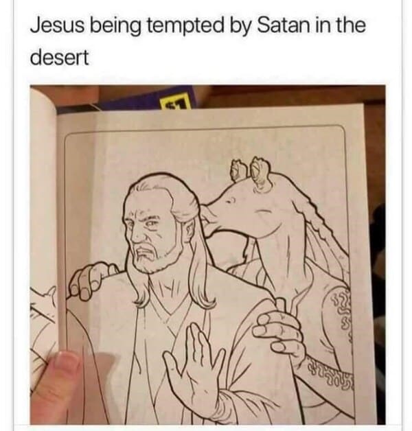 dank memes - cartoon - Jesus being tempted by Satan in the desert Ix