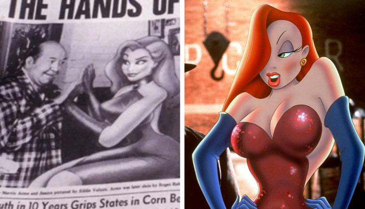In the detective drama Who Framed Roger Rabbit, there’s a scene where a character is reading the newspaper, and it shows a photograph of Jessica Rabbit. However, we can see that she looks somewhat different from how she appears later on screen. This is probably because the scene was edited with an early stage version of the character design that differs from the iconic Jessica we all remember.