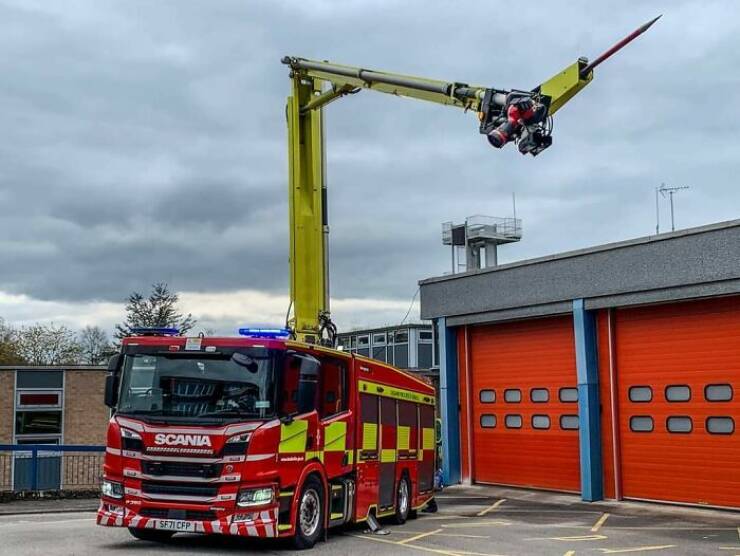 "Scania P360 With A Penetrating "Scorpion Stinger" That Can Penetrate A Building To Deliver Water Directly Into A Fire Without Putting Firefighters In Danger"
