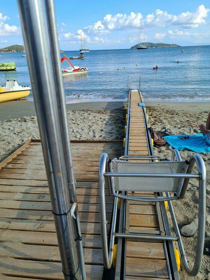 "A Sliding Chair To Help Disabled People Into The Sea"