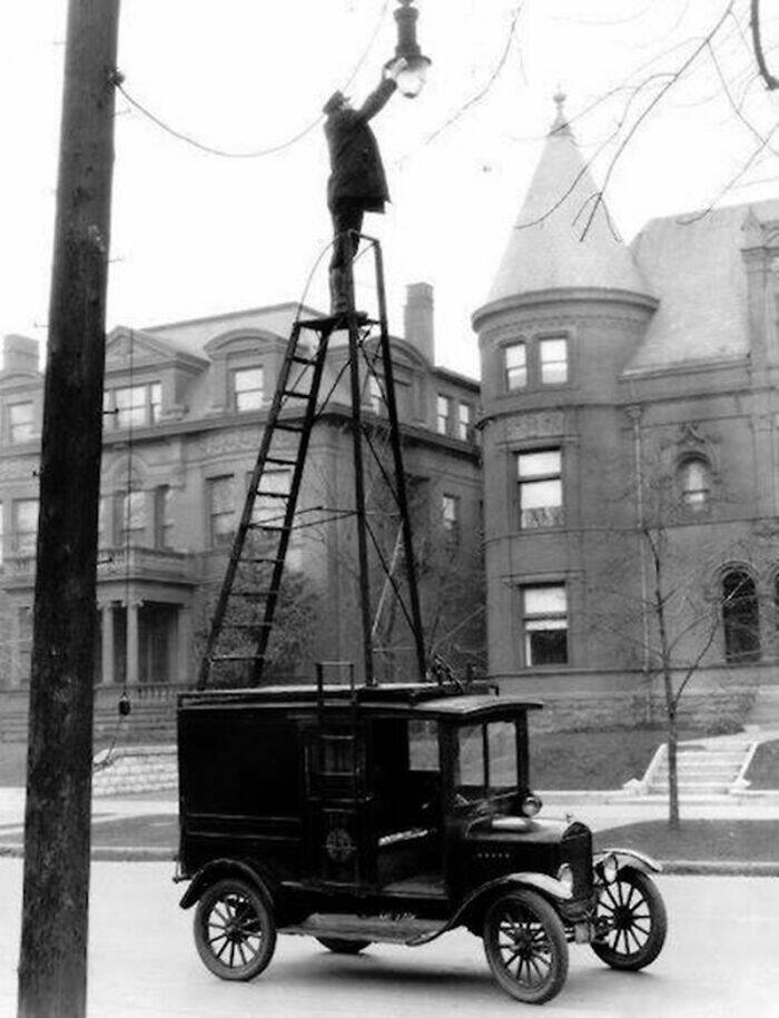 "This Truck For Servicing Street Lamps"