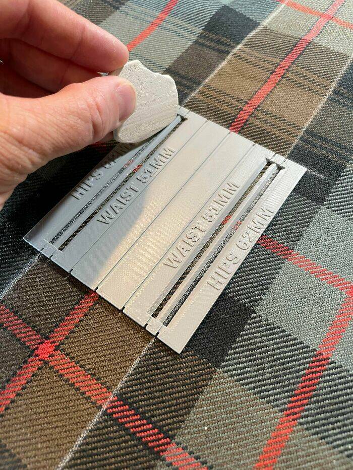 "Jig For Chalking The Hip And Waist Widths For The Pleated Section Of A Kilt. Also Has Guide Lines For Accurate Alignment To The Tartan Pattern"