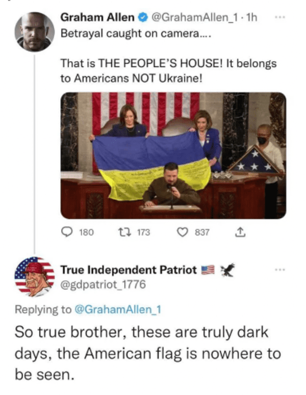 funny comments and replies - media - Graham Allen .1h Betrayal caught on camera.... That is The People'S House! It belongs to Americans Not Ukraine! 180 t 173 837 True Independent Patriot So true brother, these are truly dark days, the American flag is no