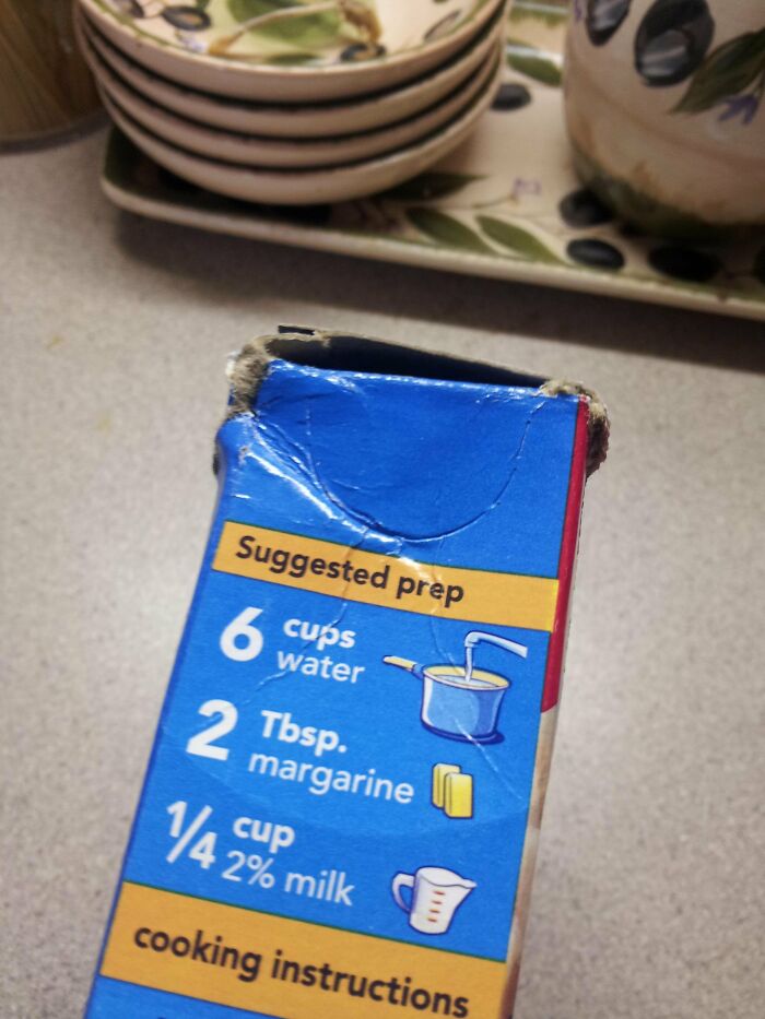 That little “press to open” tab on Kraft Mac n cheese boxes. That has been an effective way of opening those boxes exactly zero times.