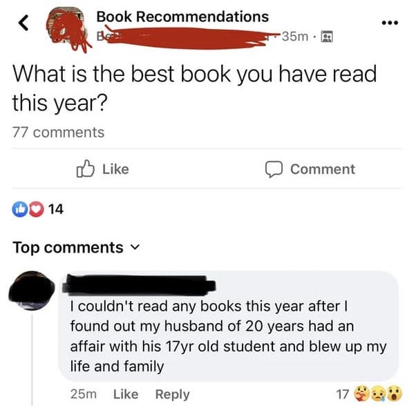 Cringey posts - What is the best book you have read this year?