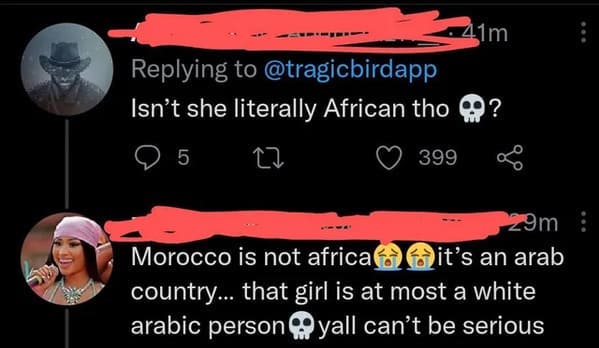 Cringey posts - Isn't she literally African tho? 2Morocco is not africa it's an arab country... that girl is at most a white arabic person yall can't be serious
