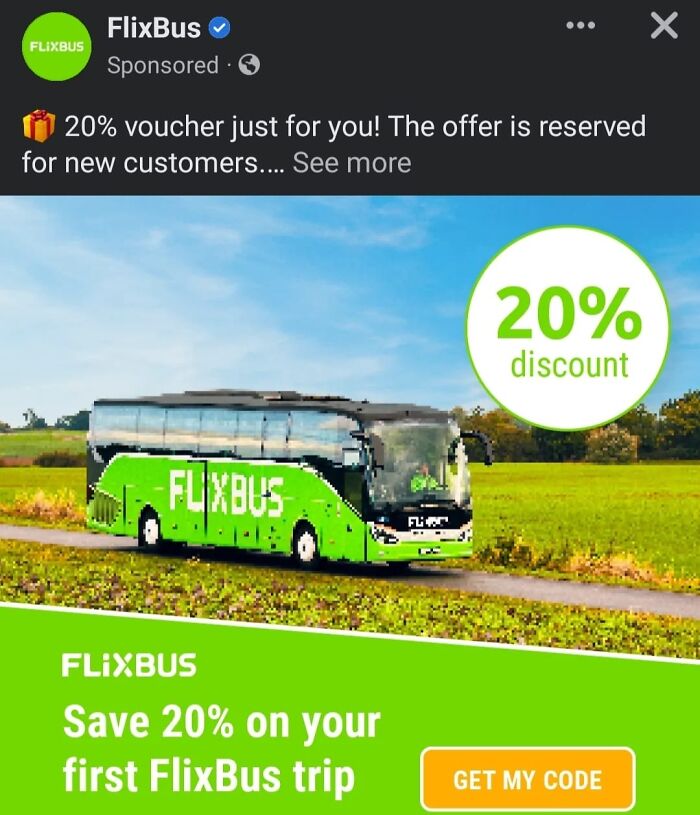 Cringe online ads - vehicle - Sponsored 20% voucher just for you! The offer is reserved for new customers.... See more