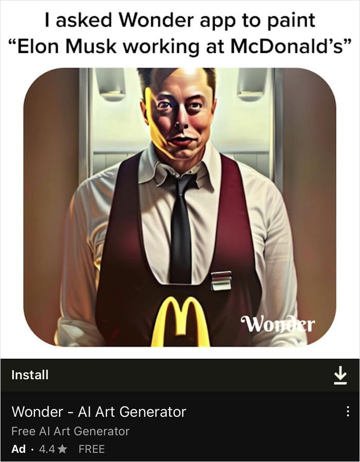 Cringe online ads - photo caption - I asked Wonder app to paint