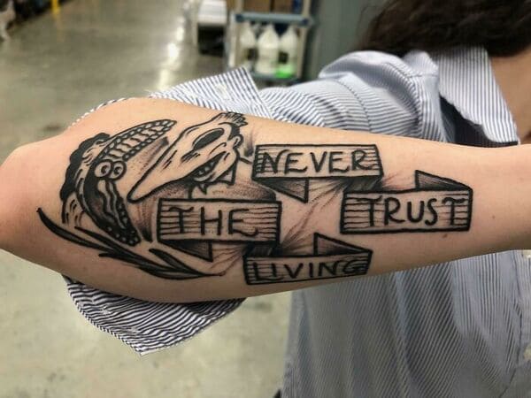 poorly designed products - beetlejuice tattoo ideas - We Never The Trust Living