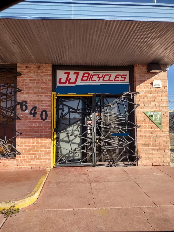 “This bicycle shop near where I live uses bike frames as security doors.”