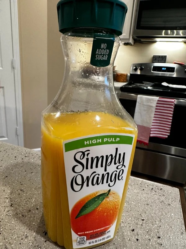 “The amount of juice left after straining out all the pulp from a “High Pulp” bottle of orange juice.”