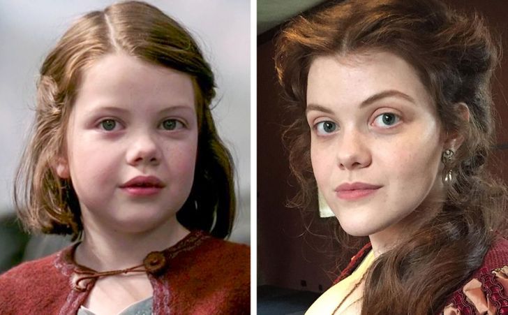childhood actors then vs. now - narnia lucy pevensie
