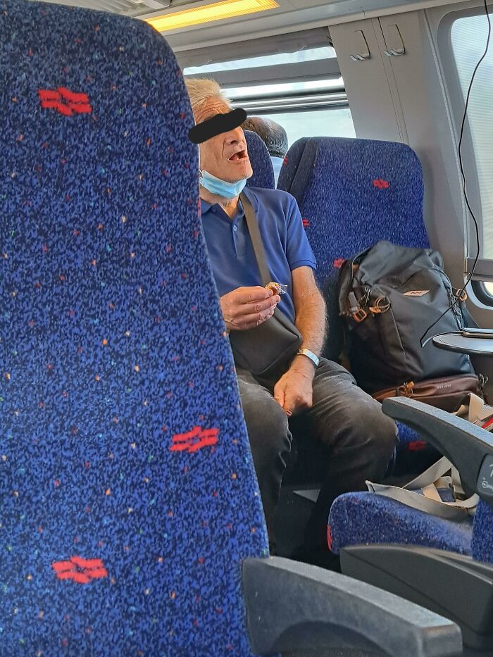 This Guy On The Train Was Putting His Mask Down Every Two Minutes To Sneeze, And Played Music On His Phone For An Hour.