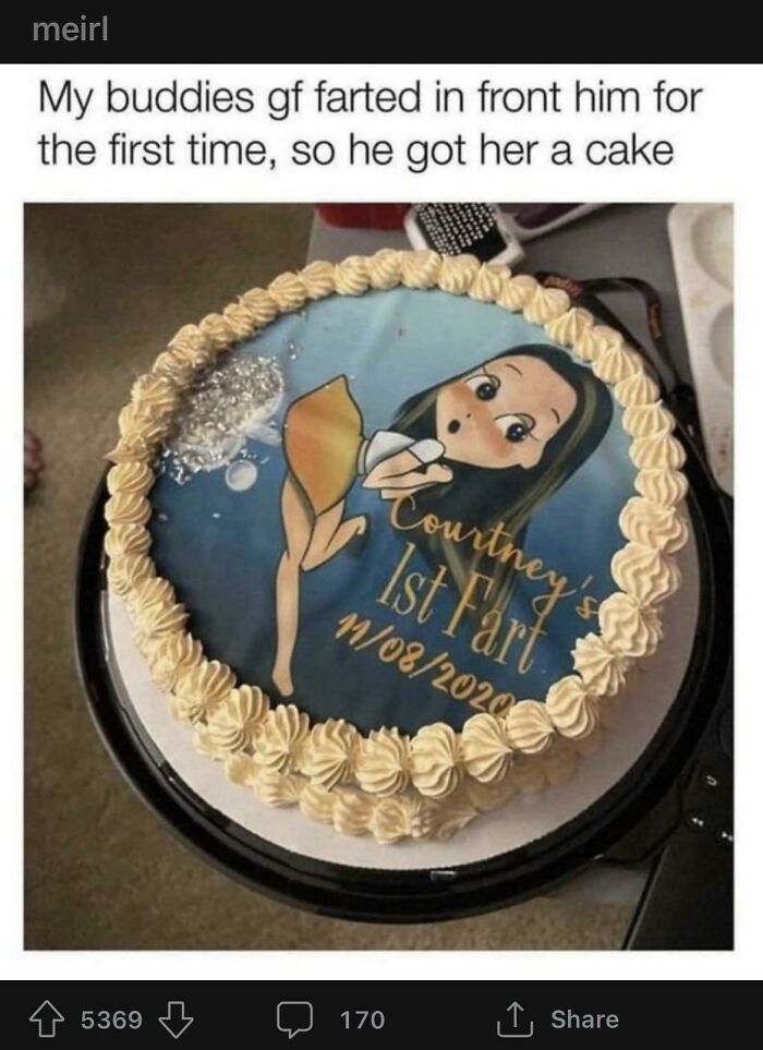Accidental Comedy - girlfriends first fart meme - meirl My buddies gf farted in front him for the first time, so he got her a cake 5369 0 170 Courtney's Ist Fart 11082020