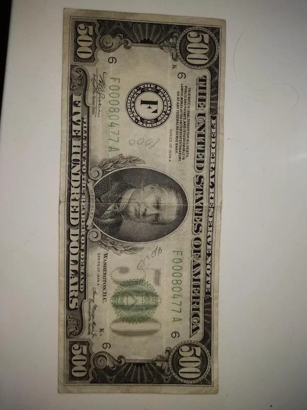 A real and very rare $500 bill
