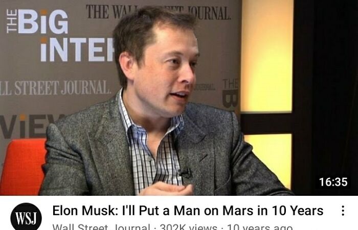 aged poorly  - The Wall Big Intei Ll Street Journal. Viex Wsj Keyp Journal. Al The B Elon Musk I'll Put a Man on Mars in 10 Years Wall Street Journal views 10 years ago