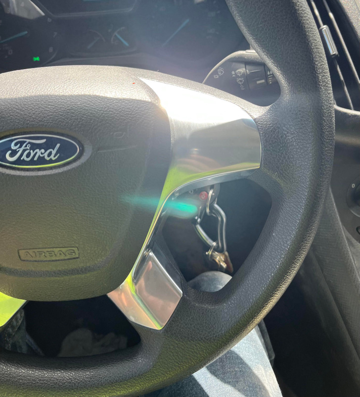 “These plastic chrome pieces on my steering wheel reflect the sunlight directly into my eyes while driving.”