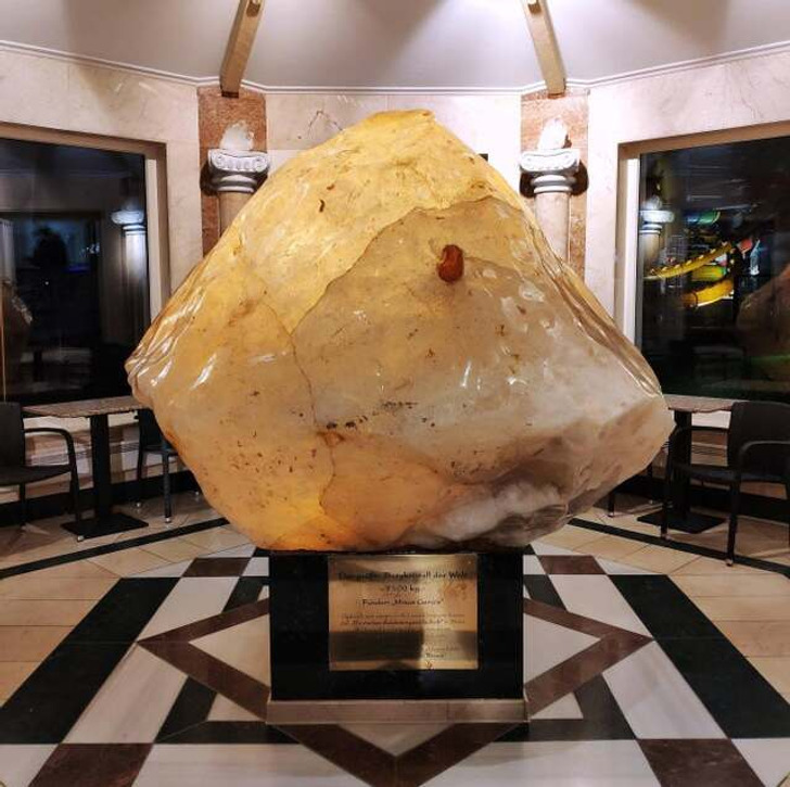 German spa has the world’s largest rock crystal (7.5 tons) at the reception desk.