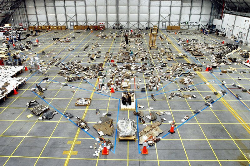 All of the pieces found from the space shuttle Columbia disaster that happened on February 1st, 2003. Pieces of all 7 astronauts were also found scattered across Texas and Louisiana.